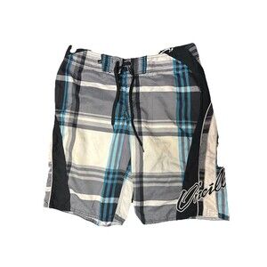 O'Neil  Swim Trunks Board Shorts Classic Blue White Worn Size Tag Large